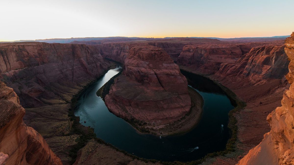 Horseshoe Bend and the Colorado River at sunset
