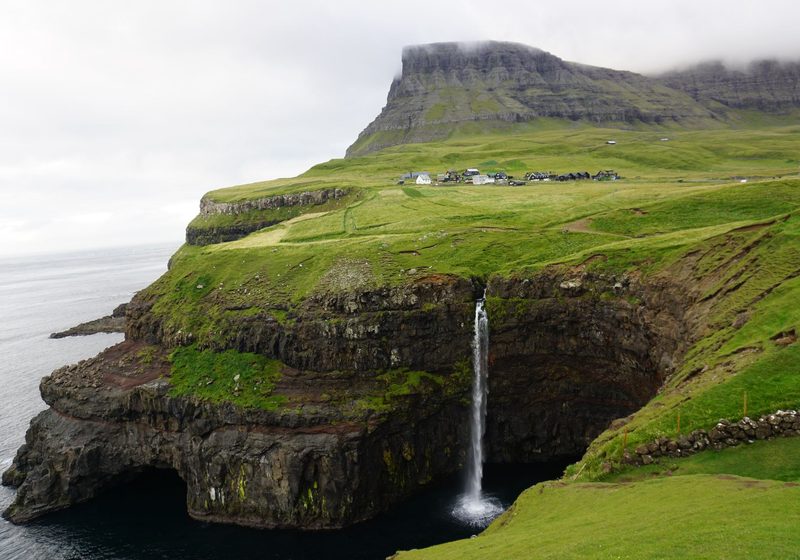 Green cliffs above the Atlantic