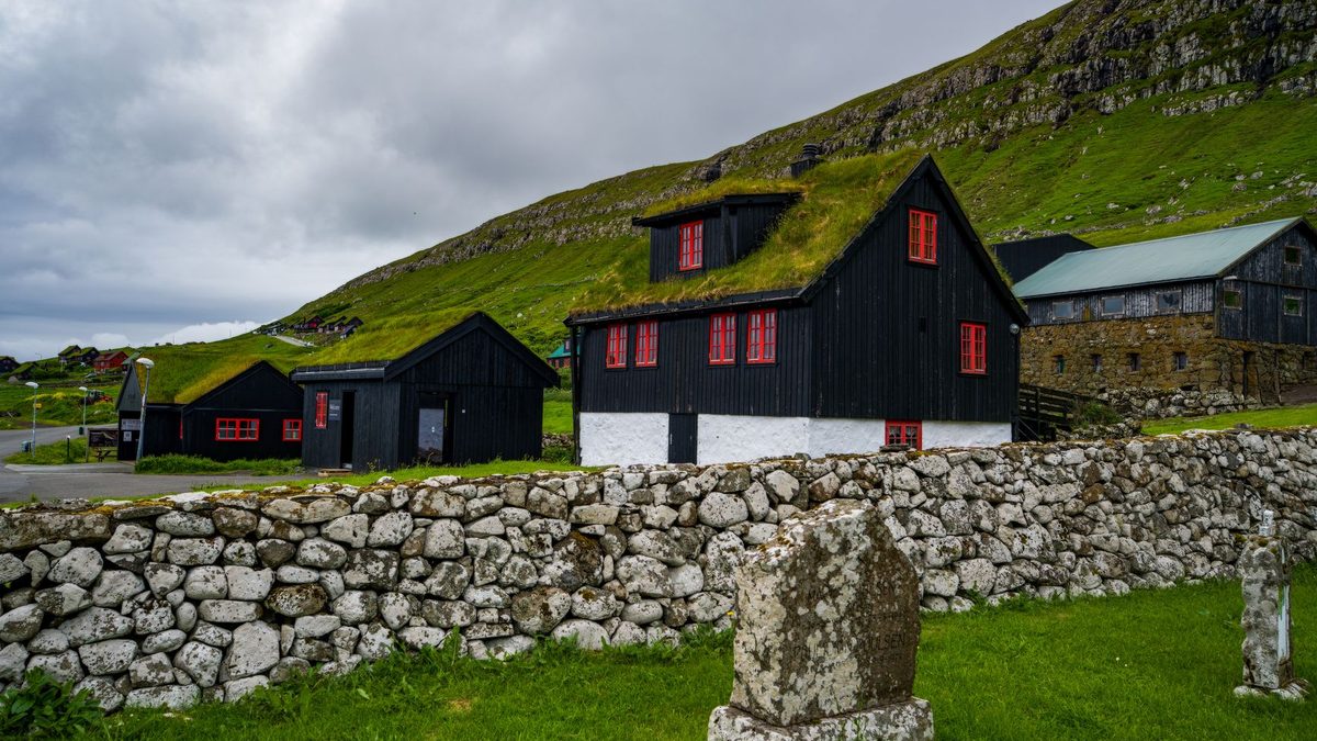Traditional turf-roofed houses in the Faroe Islands
