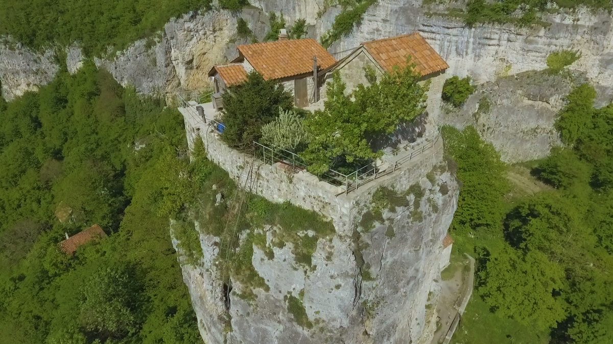 The top of the Katskhi Pillar seen from close up