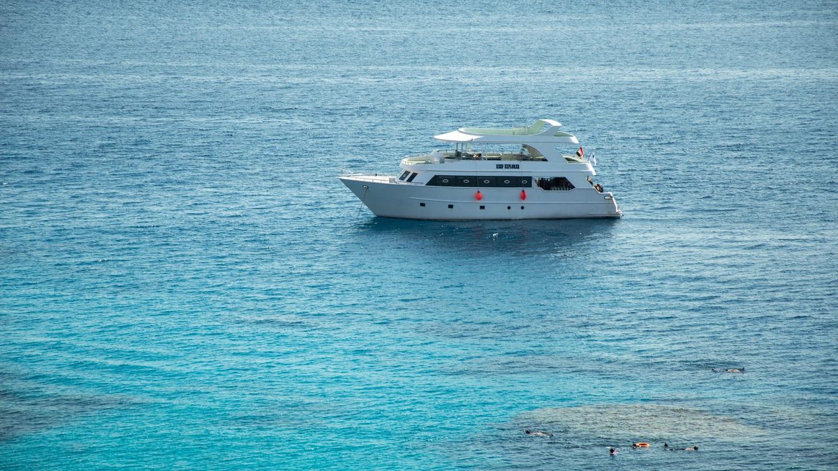 A boat on the open Caribbean sea