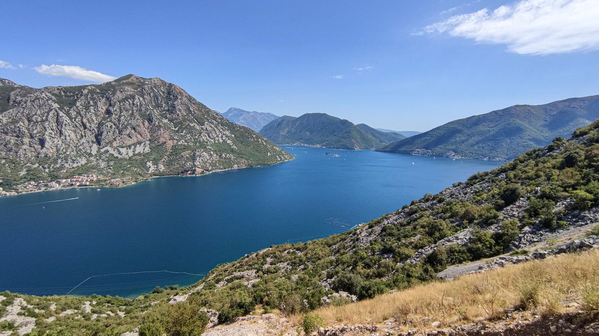The Bay of Kotor under a blue sky