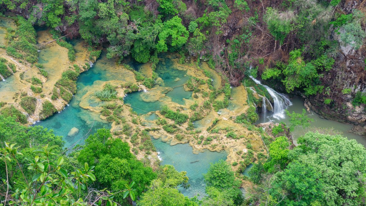 The pools of Semuc Champey seen from the viewpoint