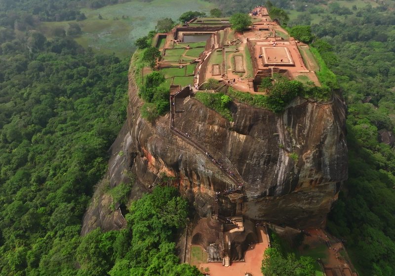 Sigiriya rock rising out of the jungle